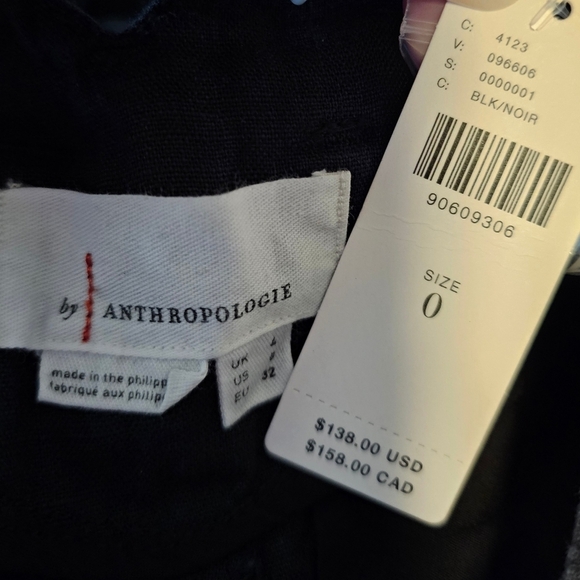 By Anthropologie Women's Linen Shirt-Tie Capri Pants, Black - Picture 11 of 13